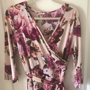 Pinkblush floral draped maxi dress as: XL